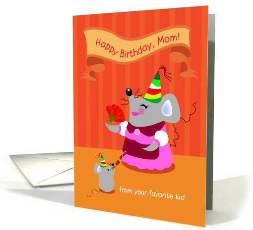 happy birthday, mom! from your favorite kid. cute mouse card (875093)
