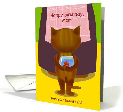 happy birthday, mom! from your favorite kid. cute kitten card (876373)
