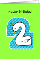 happy birthday, 2, cute swan card