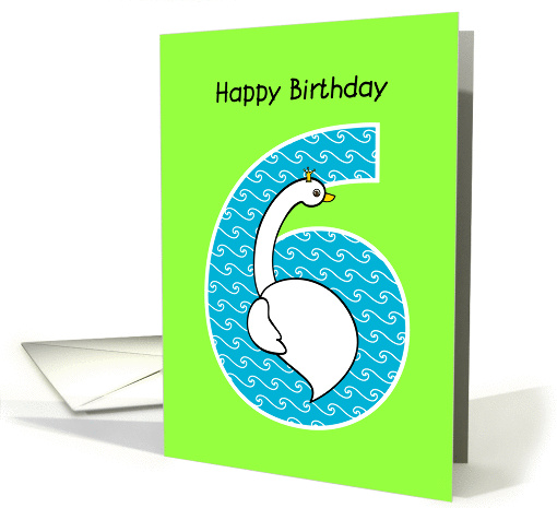 happy birthday, 6, cute swan card (876403)