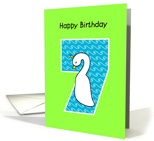 happy birthday, 7, cute swan card (876405)