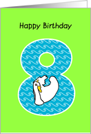 happy birthday, 8, cute swan card