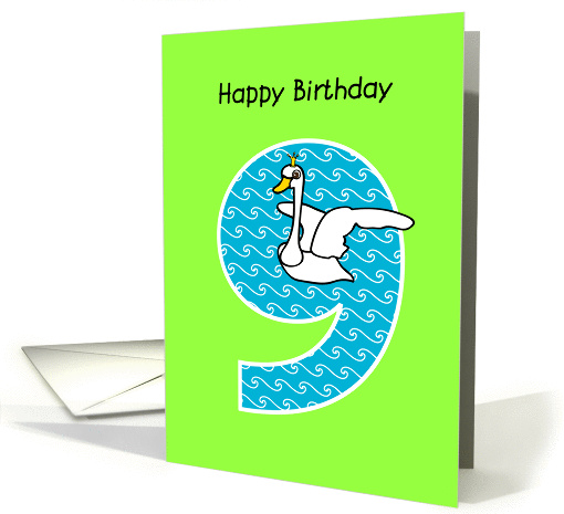 happy birthday, 9, cute swan card (876408)