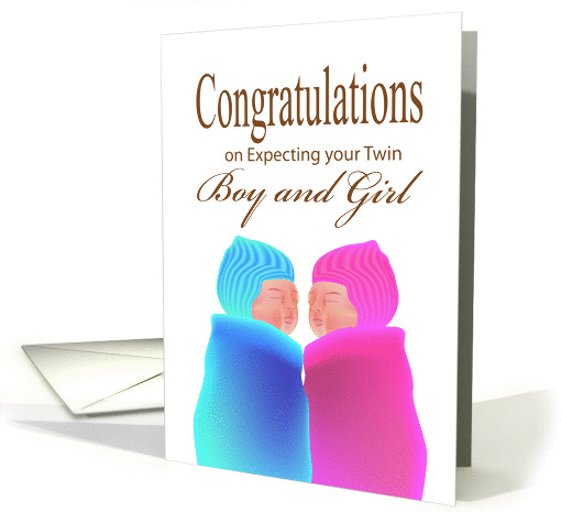 Congratulations On expecting your twin boy and girl card (879589)