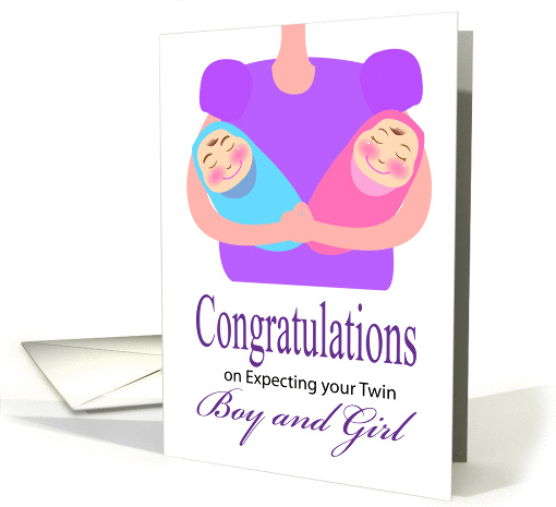 Congratulations On expecting your twin boy and girl card (879590)
