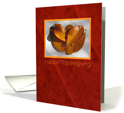 Happy Thanksgiving, autumn leafs in love shape card (881602)