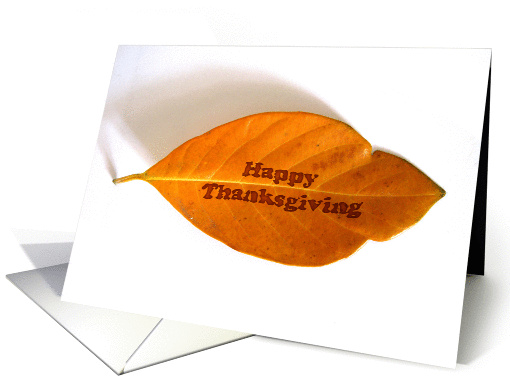 Happy Thanksgiving, autumn leafs with text on it card (881613)