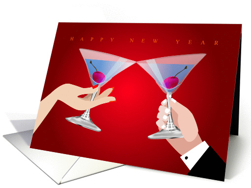 happy new year, couple toast card (884102)