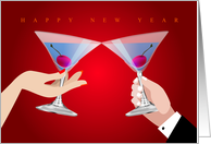 happy new year, couple toast card