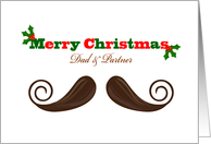 Merry Christmas, dad & partner, mustache card