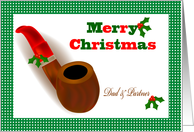 Merry Christmas, dad & partner, snow from antique smoke pipe card