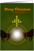 Merry Christmas to my grandson, two wrestling deers card