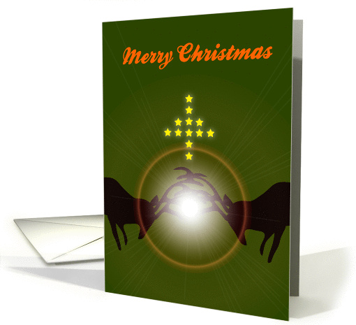 Merry Christmas, two wrestling deers card (888089)