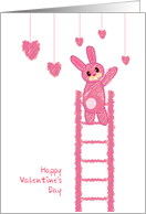 happy valentine’s Day, a pink bunny try to get a love from the high card