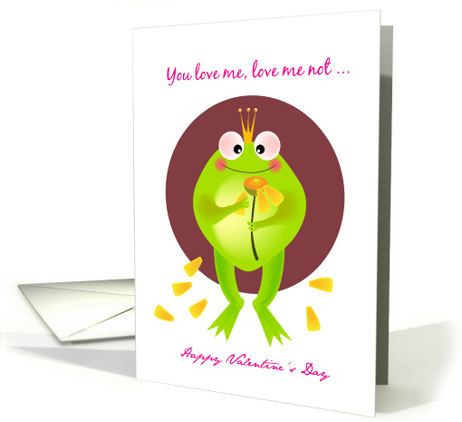 happy valentine's Day, a frog prince is counting flower. card (894914)
