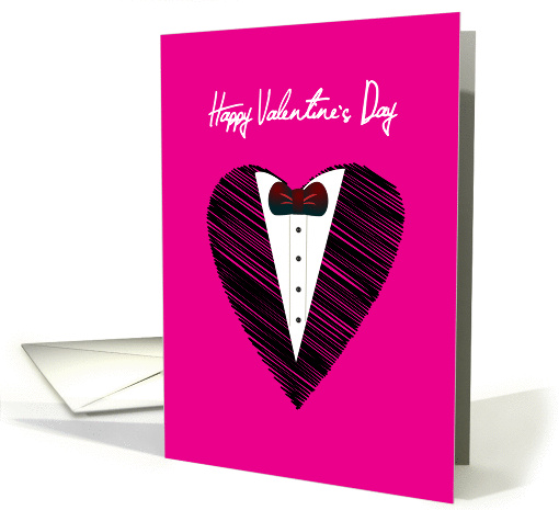 Happy Valentine's Day, a love shape with suite and bow card (896574)