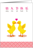 Chinese pinyin valentine’s day, kissing ducky card