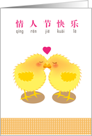 Chinese pinyin valentine’s day, kissing chick card