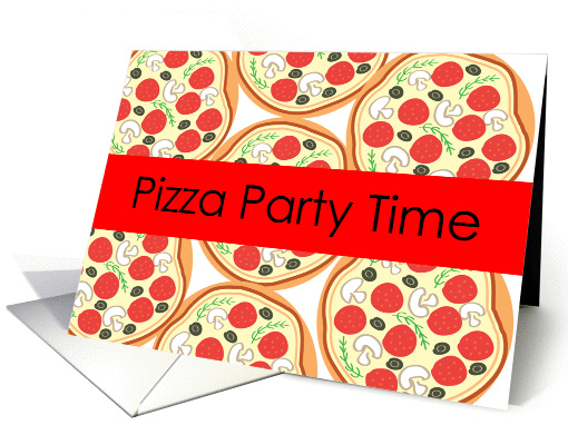 pizza party time, invitation, pizza background card (952767)