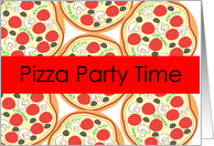 pizza party time, invitation, pizza background card
