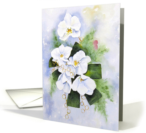 White Orchid Bouquet blank note card (1239298)