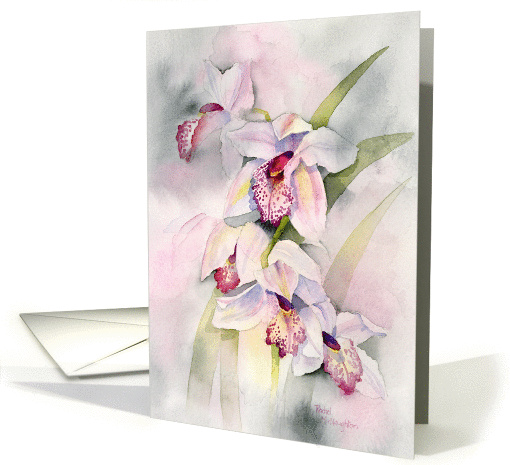 Pink Orchid Spray blank note card (1239300)