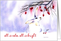 Christmas Hare and Berries card