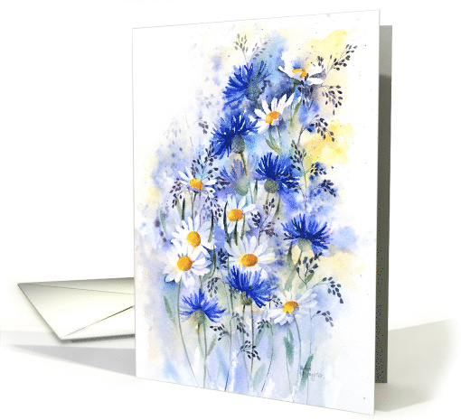 Daisies and Cornflowers card (1562950)