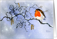 Christmas Robin on Snowy Branch card