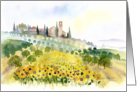 Sunflowers and olive groves card