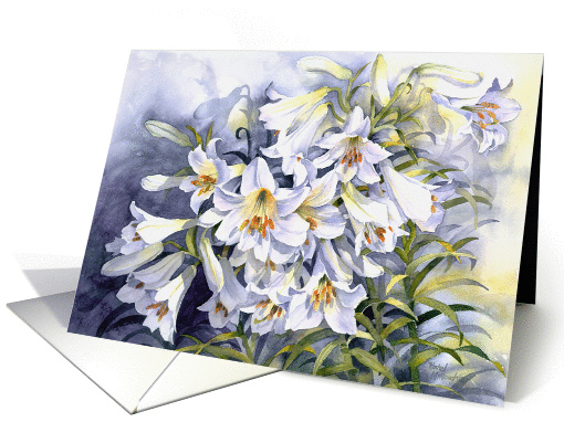 Sympathy White Lilies card (240565)