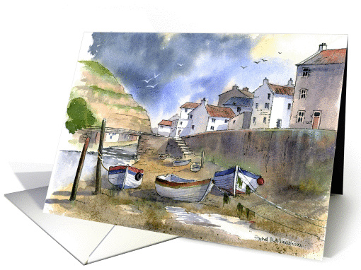 Boats at Staithes card (242482)
