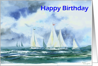 Sail boats happy birthday card