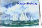 Sail boats happy birthday card