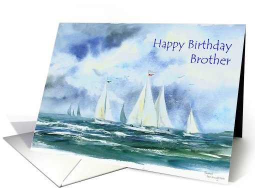 Sail boats happy birthday  brother card (424908)