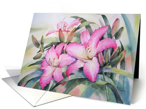 Pink Day Lily card (486265)