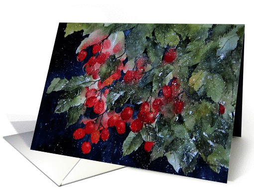 Merry Christmas, Red Berries card (993551)