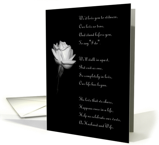 Wedding Invitation - white rose, beautiful poem card (290488)