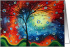 Happy Birthday Modern Art Tree and Colorful Sky card