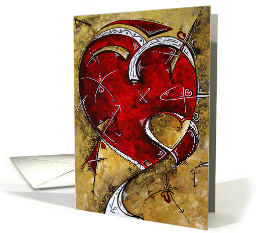 Heart Flutter Romance Contemporary Art Red Heart card (240871)
