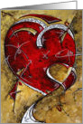 Heart Flutter Romance Contemporary Art Red Heart card