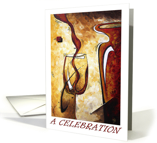Wedding Congratulations Celebration Modern Art Red Wine Glass card
