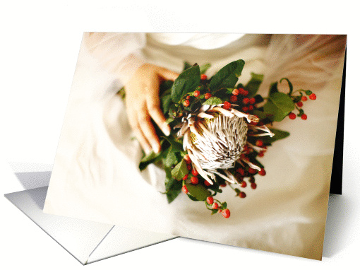 Woman holding sugarbush bouquet card (843324)