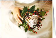 Woman holding sugarbush bouquet card