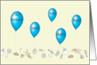 Welcome New Baby Boy, baby toys and blue balloons card