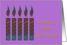 Happy 50th Birthday, two multi-colored candles card