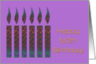 Happy 60th Birthday, two multi-colored candles card