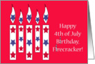 Fourth of July Birthday, candles with red & blue stars card