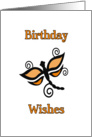 Birthday Wishes, Orange Dragonfly card