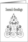 Season’s Greetings, Christmas tree in black & white card